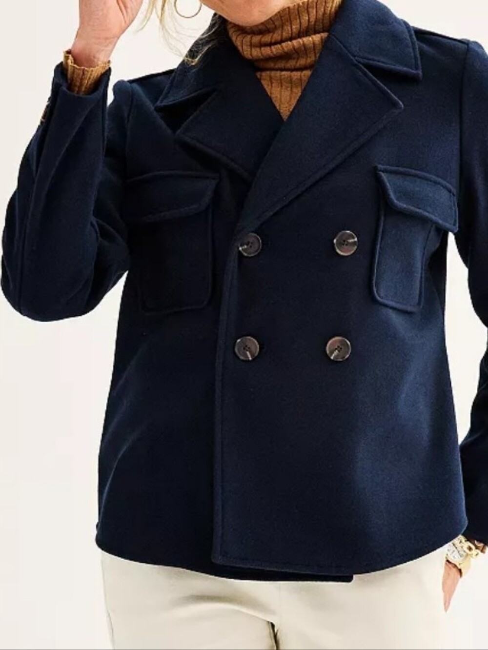 NWT Navy Blue Double-Breasted Pea Coat 2X